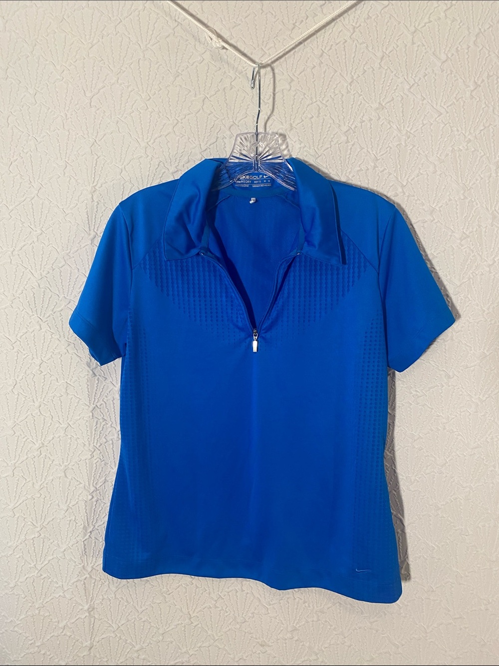 Nike Women’s Royal Blue Short-Sleeve Zip Polo Golf Apparel size medium Vintage